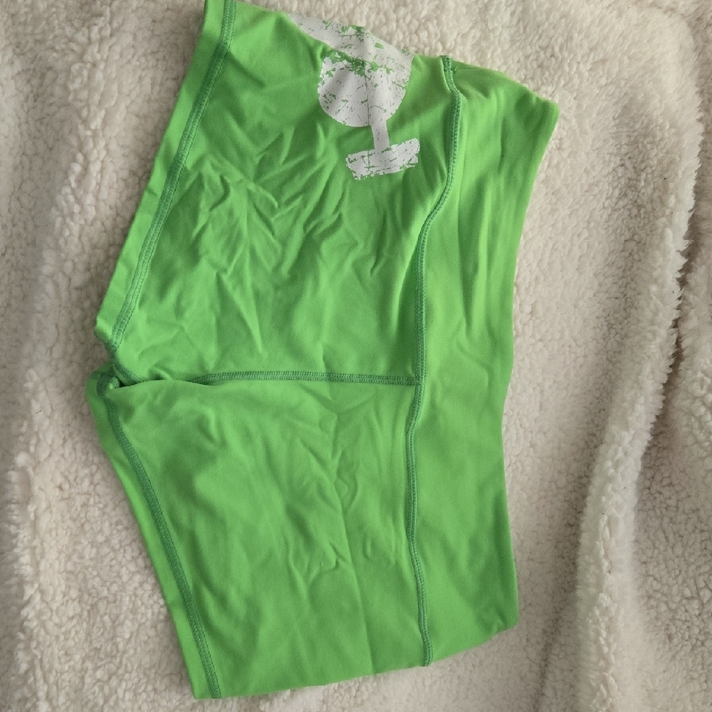 Vibrant Green Athletic Shorts for Women - Picture 3 of 4